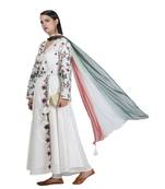 White Embroidered Georgette Readymade Suits