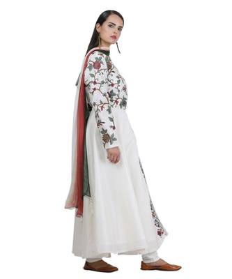 White Embroidered Georgette Readymade Suits 4