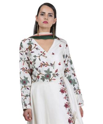 White Embroidered Georgette Readymade Suits 7