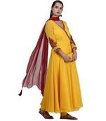 Yellow Embroidered Georgette Readymade Suits