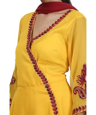 Yellow Embroidered Georgette Readymade Suits 6