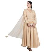 Beige Embroidered Cotton Readymade Suits