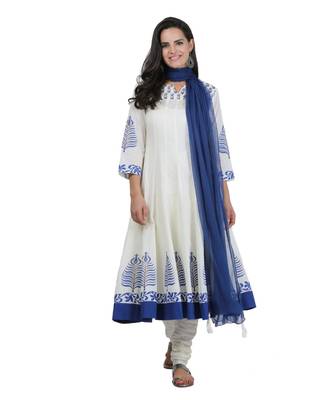 White Embroidered Cotton Readymade Suits 1