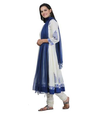 White Embroidered Cotton Readymade Suits 2