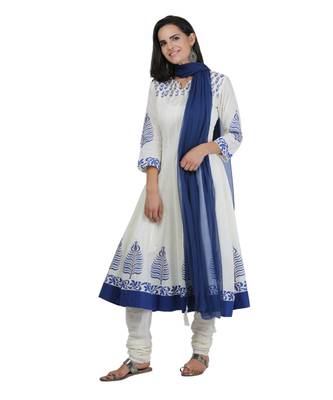 White Embroidered Cotton Readymade Suits 3