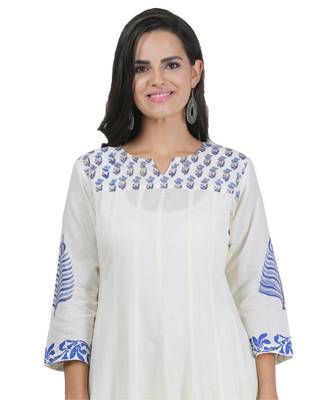 White Embroidered Cotton Readymade Suits 4
