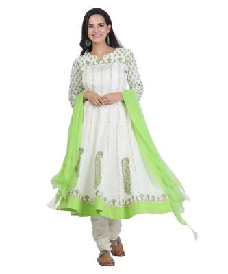 White Embroidered Cotton Readymade Suits 1