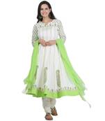 White Embroidered Cotton Readymade Suits