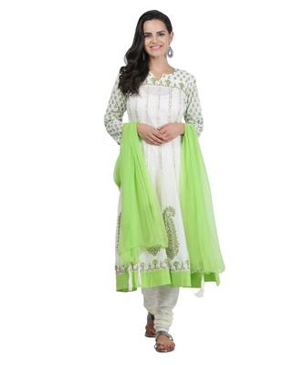 White Embroidered Cotton Readymade Suits 2
