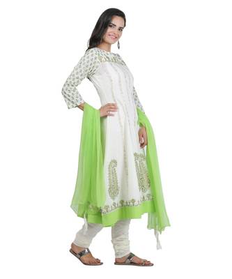 White Embroidered Cotton Readymade Suits 3