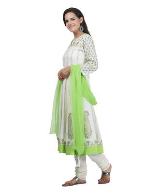 White Embroidered Cotton Readymade Suits 4