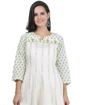 White Embroidered Cotton Readymade Suits 6