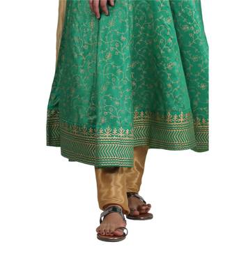 Green Embroidered Dupion Readymade Suits 7