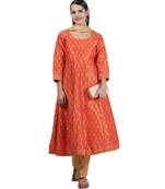 Orange Embroidered Dupion Readymade Suits