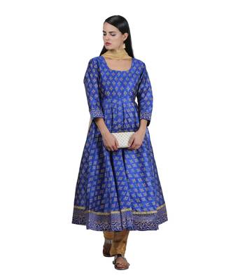 Blue Embroidered Dupion Readymade Suits 5