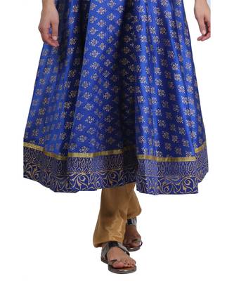 Blue Embroidered Dupion Readymade Suits 7