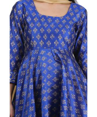 Blue Embroidered Dupion Readymade Suits 8