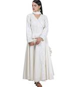 Cream Embroidered Cotton Readymade Suits