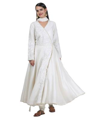 Cream Embroidered Cotton Readymade Suits 2