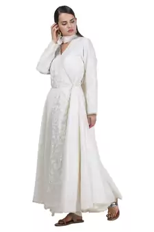 Cream Embroidered Cotton Readymade Suits