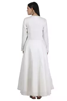 Cream Embroidered Cotton Readymade Suits