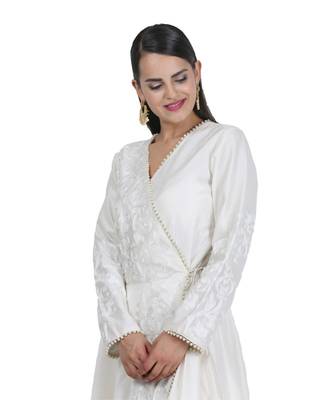 Cream Embroidered Cotton Readymade Suits 6