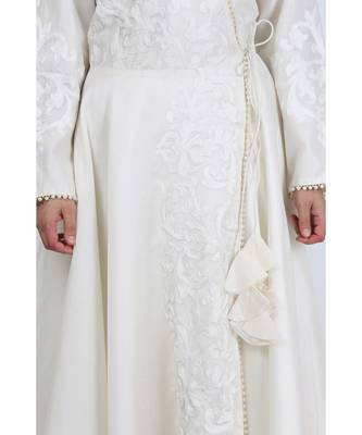 Cream Embroidered Cotton Readymade Suits 7