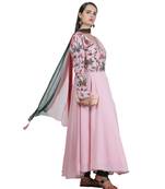 Pink Embroidered Cotton Readymade Suits