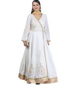 White Embroidered Dupion Readymade Suits