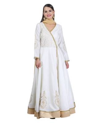 White Embroidered Dupion Readymade Suits 2