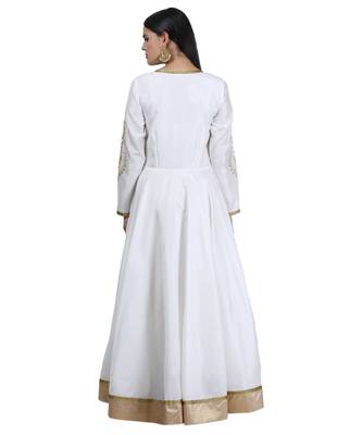 White Embroidered Dupion Readymade Suits 5