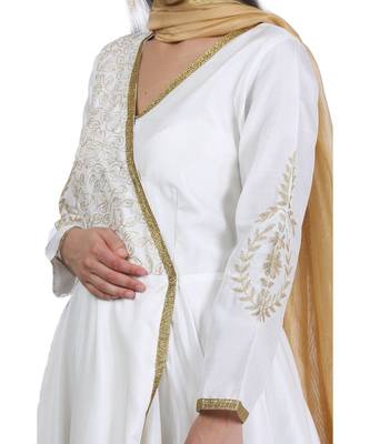 White Embroidered Dupion Readymade Suits 8