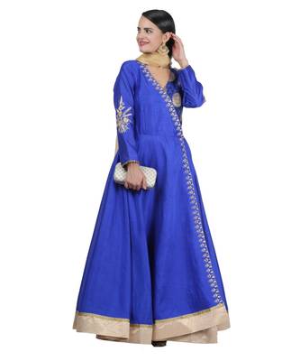 Green Embroidered Dupion Readymade Suits 1