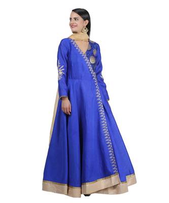 Green Embroidered Dupion Readymade Suits 2