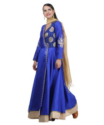 Green Embroidered Dupion Readymade Suits 3