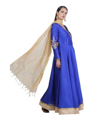 Green Embroidered Dupion Readymade Suits 4