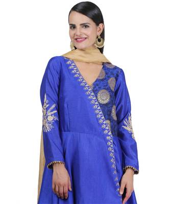 Green Embroidered Dupion Readymade Suits 6