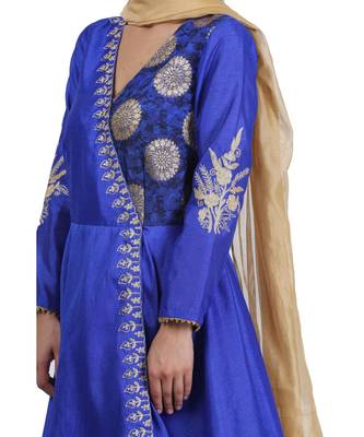 Green Embroidered Dupion Readymade Suits 7