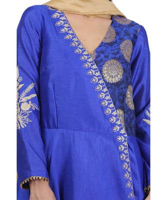 Green Embroidered Dupion Readymade Suits 8
