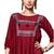 Maroon embroidered rayon party-tops