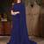   navy blue plain georgette ruffle saree with blouse