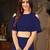   navy blue plain georgette ruffle saree with blouse