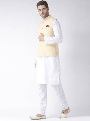 Yellow Plain Linen Nehru Jacket 4