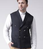 blue plain cotton nehru jacket