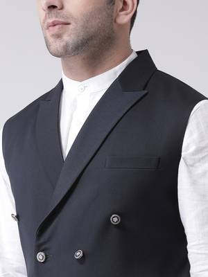 blue plain cotton nehru jacket 5