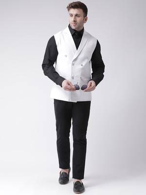 White plain cotton nehru jacket 2