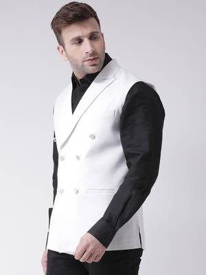 White plain cotton nehru jacket 3