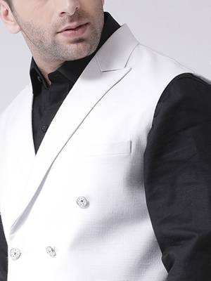 White plain cotton nehru jacket 5