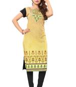 Yellow Color Heavy American Crepe  Stitched Kurti