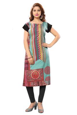  Multi Color Heavy American Crepe  Stitched Kurti 1